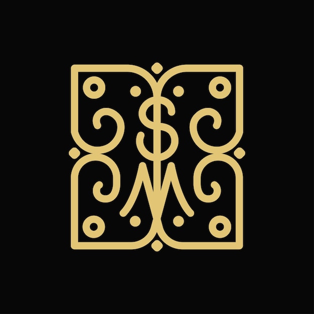 Logo monogramma con combinazione di lettere sm