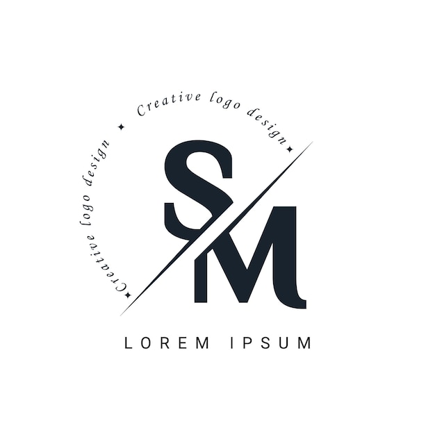 크리에이티브  (Creative Cut) 을 가진 SM 레터 로고 디자인
