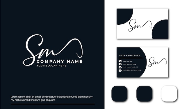 Vector sm s m initial letter handwriting and signature logo and business card