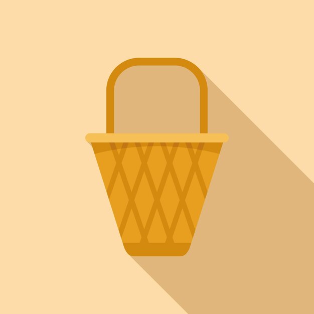 Small basket icon flat vector wicker hamper handle design