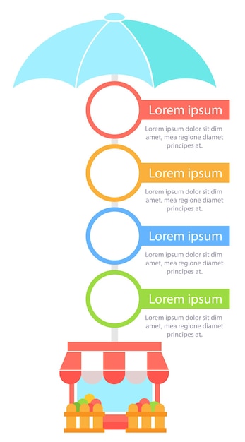 중소 기업 infographic 차트 디자인 서식 파일입니다. 상점 소유권. 빈 복사본 공간이 있는 추상적인 벡터 정보 차트입니다. 4단계 순서의 교육용 그래픽. 시각적 데이터 프레젠테이션
