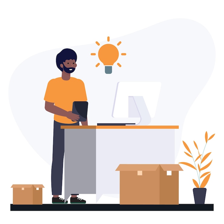 Vector small business startup concept with people