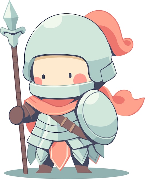 Vector small cartoon knight in armor