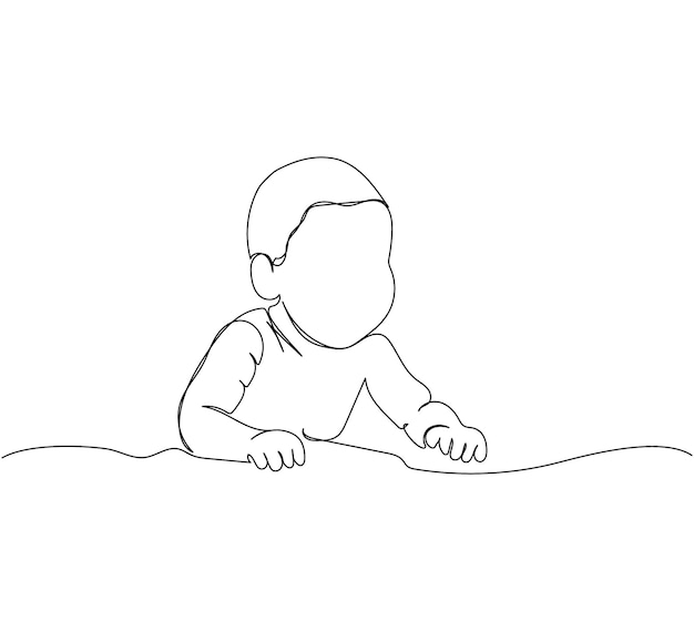 Small child one line art Continuous line drawing of child childhood newborn new life son daughter