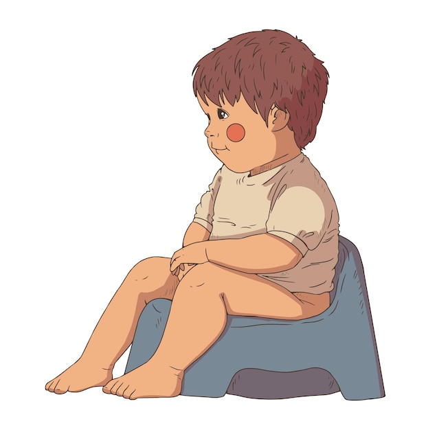 A small child sits on a potty