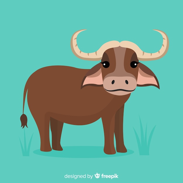 Vector small and cute baby buffalo cartoon