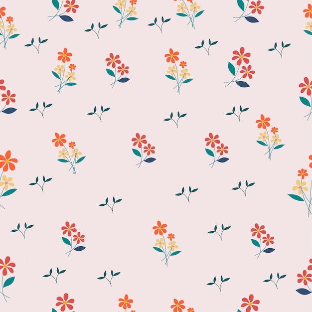 Small cute orange flower seamless pattern