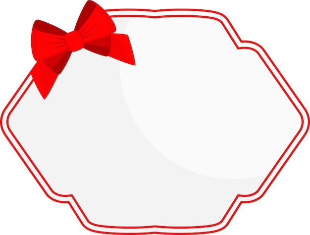벡터 밝은 빨간색 활이 있는 작은 조각된 흰색 인사말 카드. 상품, 선물, 놀라움, 판매, 할인을 위한 디자인. 생일, 새해 및 크리스마스, 발렌타인 데이. 평면 만화 개체,