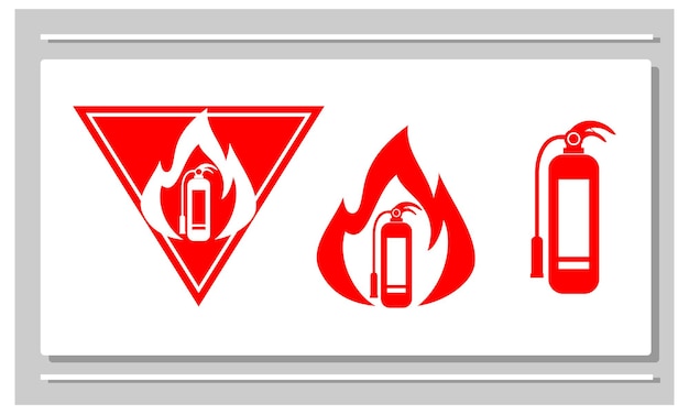 小さな火または消火器のロゴ