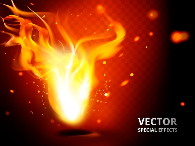 small flame element that can be used as special effect, red background