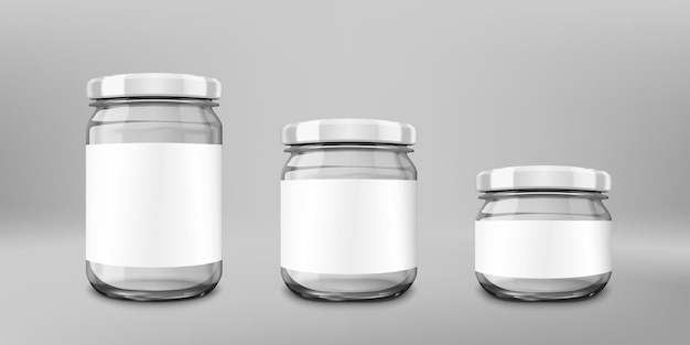 Vector small glossy glass jar with white lid