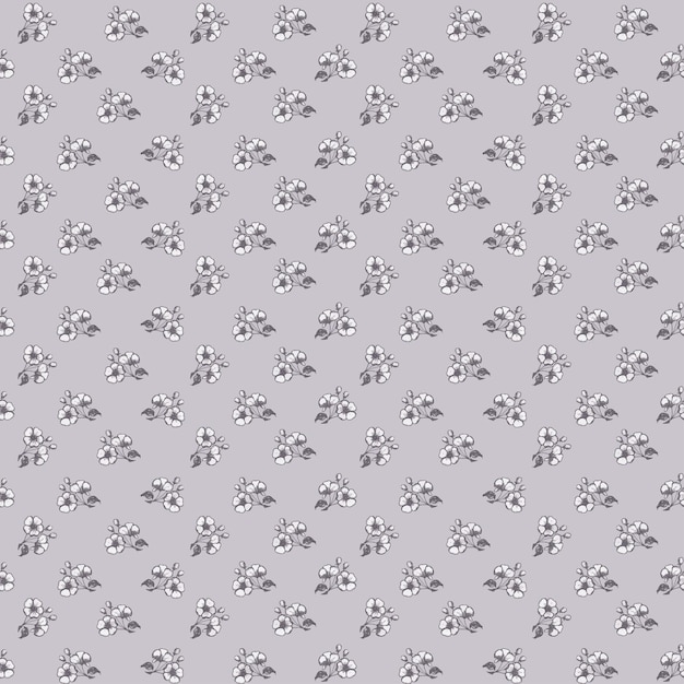 Vector small gray flowers seamless pattern