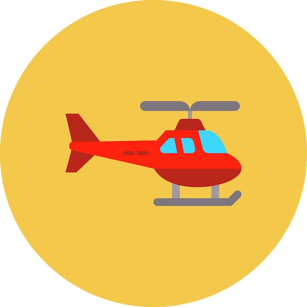 a small helicopter with a blue tail is shown in an orange circle