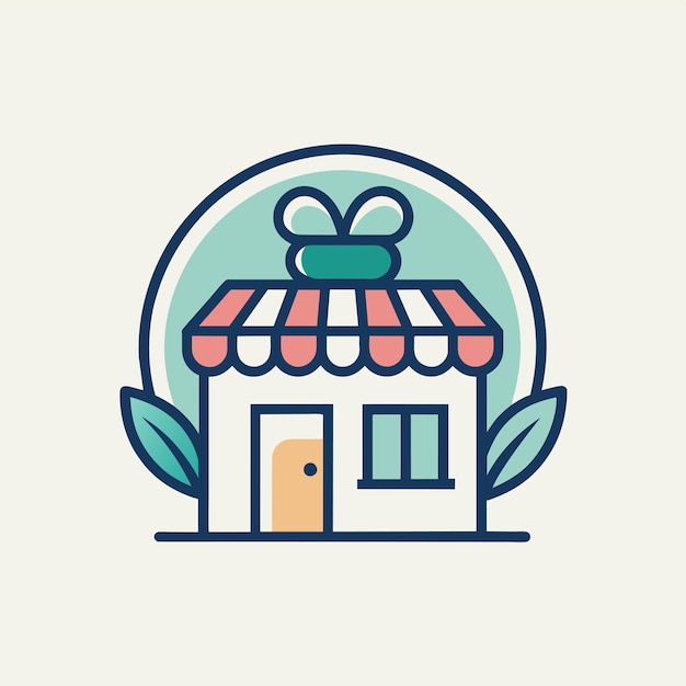 Vector a small house adorned with a bow on top sits peacefully in the image generate a clean minimalist logo for a personalized gift shop