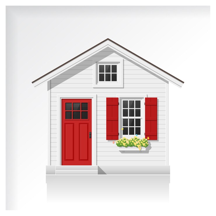 Vector small house isolated on white background