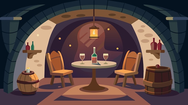 Vector a small but intimate cellar with a cozy seating area perfect for sharing a glass of wine with