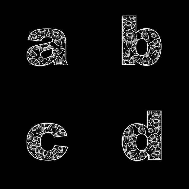 Vector small letters with flowers one