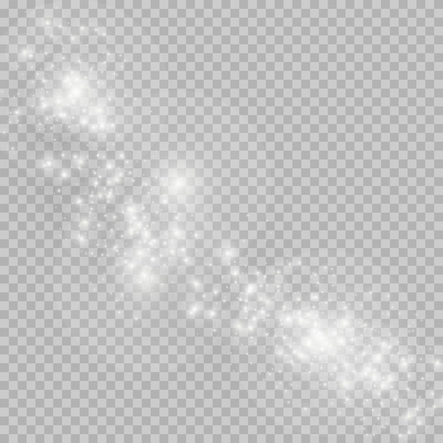 Piccole particelle magiche di polvere di stelle scintillanti, effetto luce