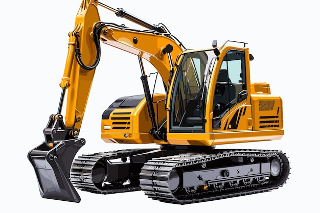 Small or mini yellow excavator isolated on white background Construction equipment for earthworks