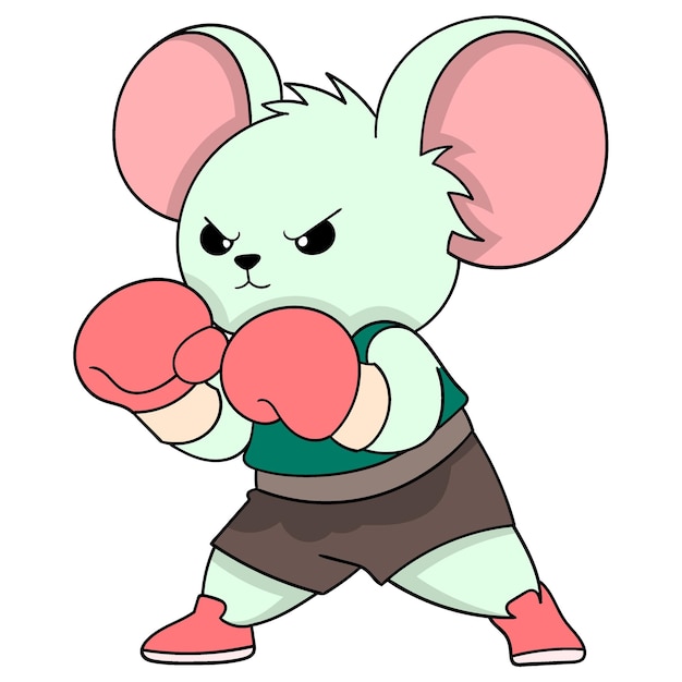 small mouse is seriously doing a boxing sports pose