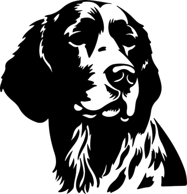 Small Munsterlander Pointer black silhouette with transparent background