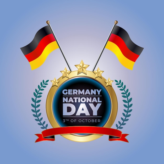 Vector small national flag of germany on circle with blue garadasi color background