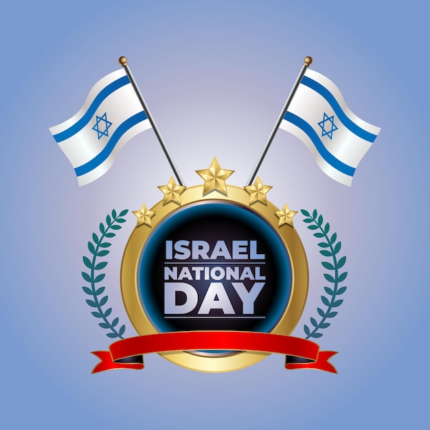 Vector small national flag of israel on circle with blue garadasi color background