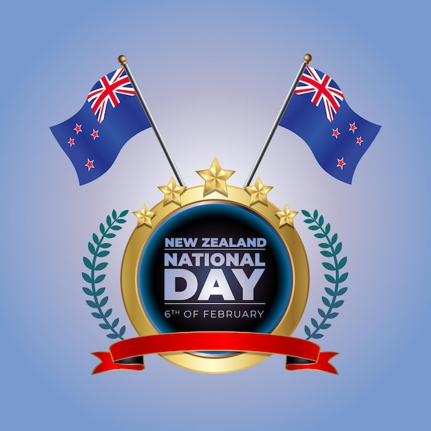 ベクトル 円の上のニュージーランドの小さな国旗と青いガラダシ色の背景