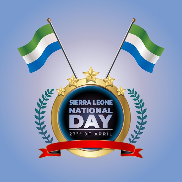 Piccola bandiera nazionale della sierra leone su cerchio con sfondo di colore garadasi blu.