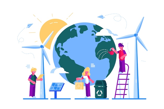 small people prepare for the day of the earth.