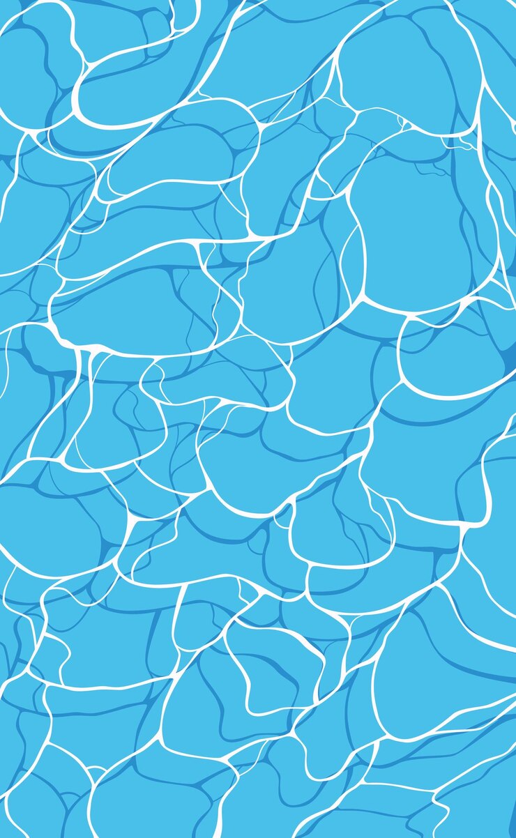 Vector small ripples on blue water with reflection on the bottom vector illustration sketch