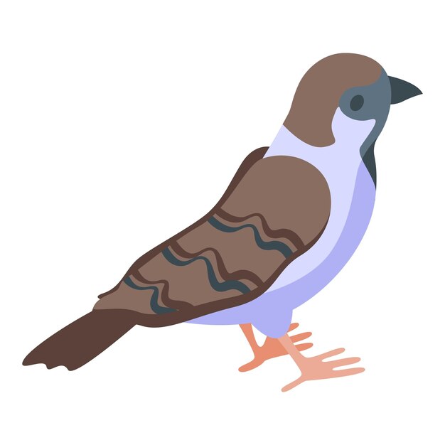 Vector small sparrow icon isometric vector brown bird fly tree