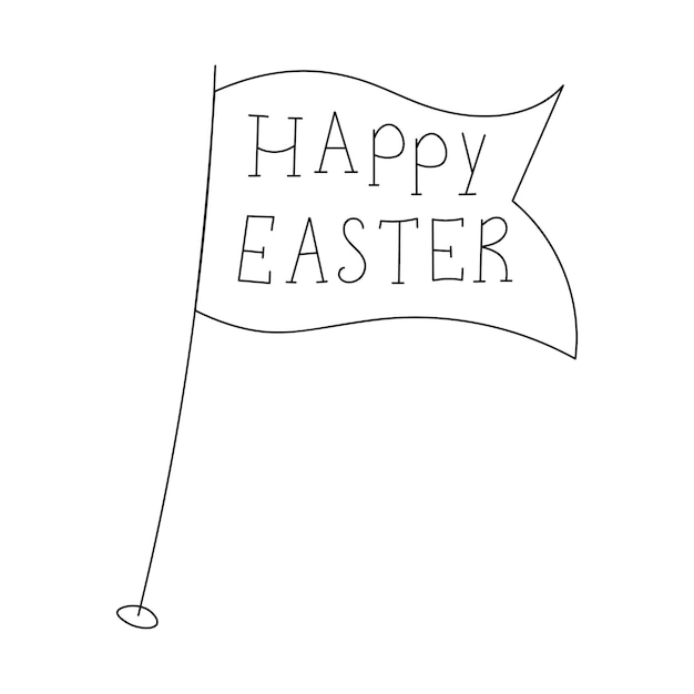 Small table flag in doodle style isolated on white background vector table flag happy easter