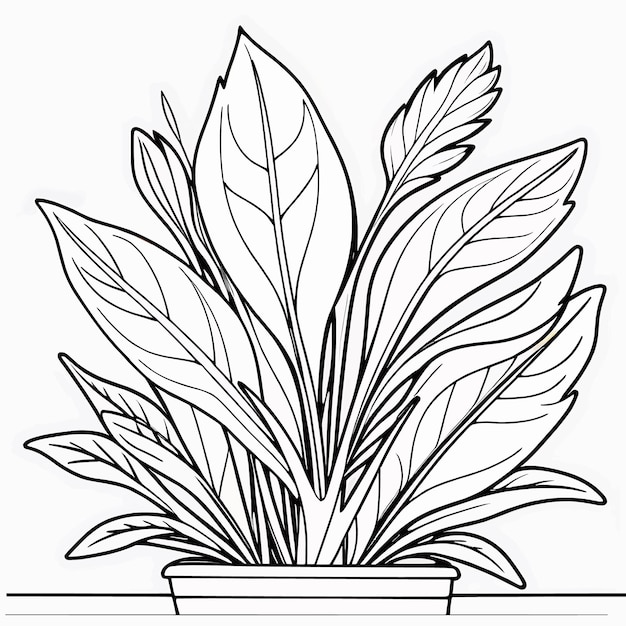 Small tree plant coloring outline page illustration for children and adults