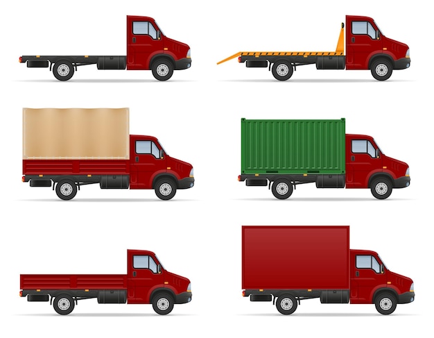 貨物商品の輸送用小型トラック バン ローリー株式ベクトル図