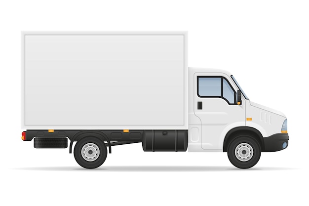 Small truck van lorry for transportation of cargo goods on white