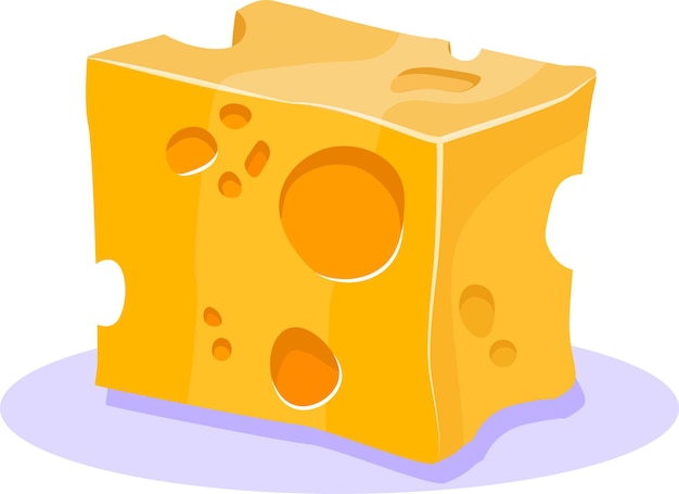 Небольшой кусочек желтого сыра с дырочками, нарезанный кубиками