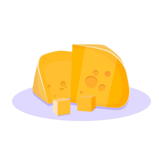 Vector small yellow cheese slice with holes sliced