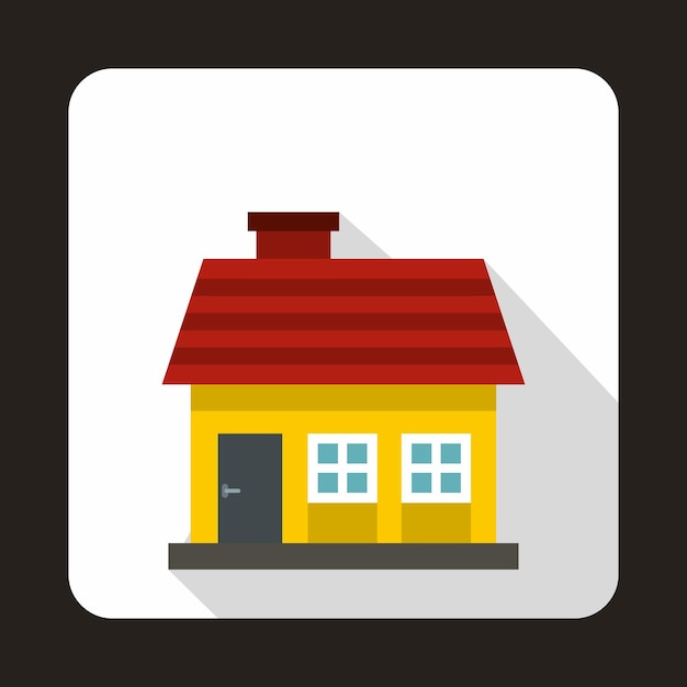 Small yellow cottage icon in flat style on a white background