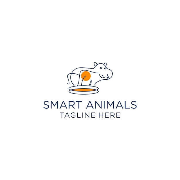 Умные животные векторный шаблон дизайна иконки логотипа
