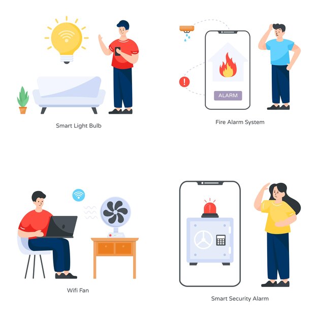 Smart apps and gadgets flat illustrations