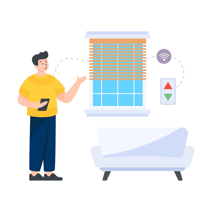 Vector smart blinds flat editable illustration