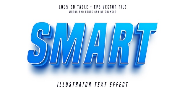 Smart blue editable text effect 3d font style