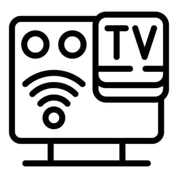 스마트 박스 Wifi 아이콘 개요 벡터 Tv 홈 비디오 모니터