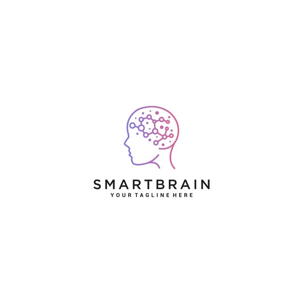 Smart brain logo design icon vector