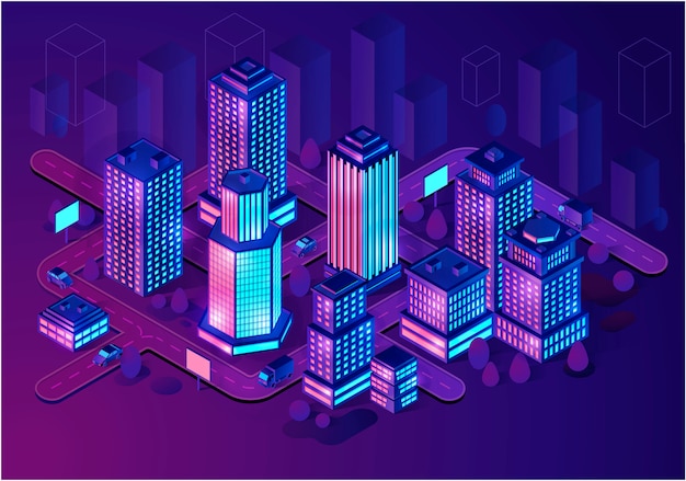 Vector smart buildings isometric