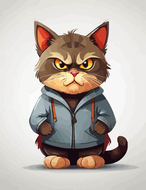 Vector smart cat character illustration