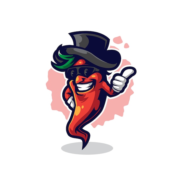 Smart chilli mascot logo design vector with modern illustration concept style for badge emblem and t shirt printing smart chilli illustration