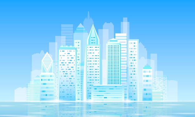 智慧城市 3D 光明陽光明亮的早晨城市風景