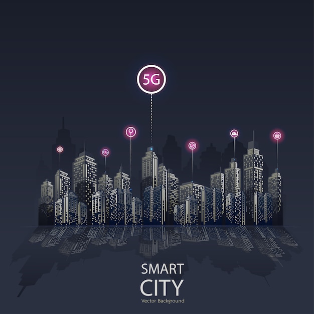 Smart city 5g icona sullo sfondo